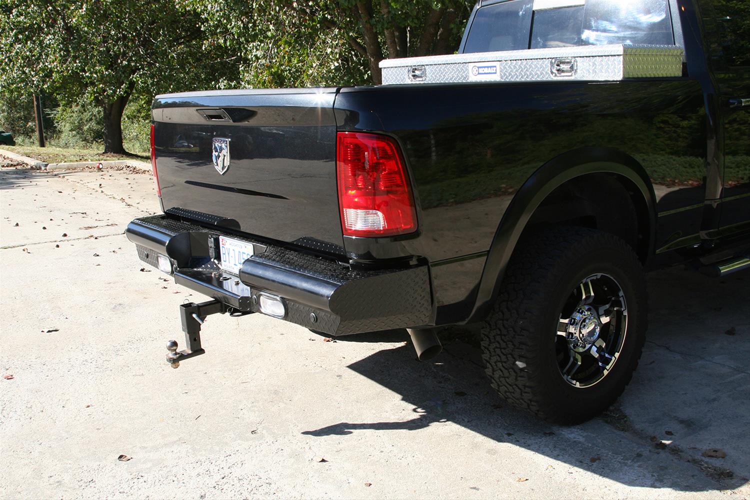 Fab Fours Black Steel Rear Bumper 2009-18 Dodge Ram